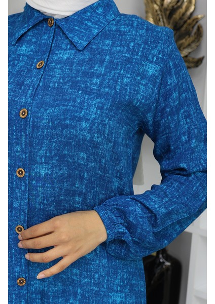 Viskon Kumaş Boydan Düğmeli Uzun Tunik 0070-02 Parlament fırsatları