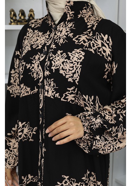 Viskon Kumaş Yarım Düğmeli Elbise 2044-03 Siyah fırsatları