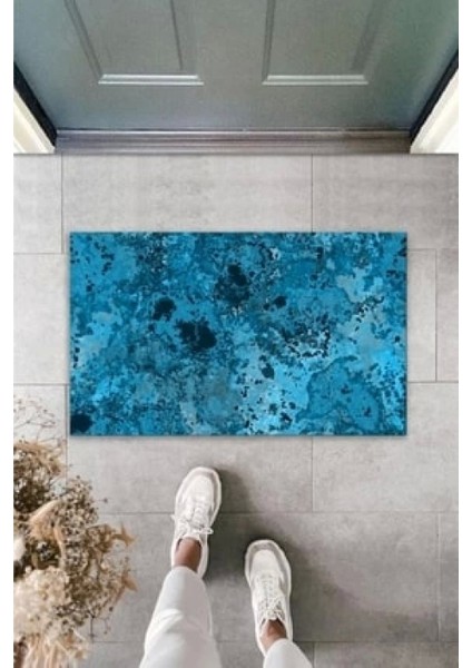 3D Baskı Özel Tasarım Mavi Batik Dış Mekan Paspas