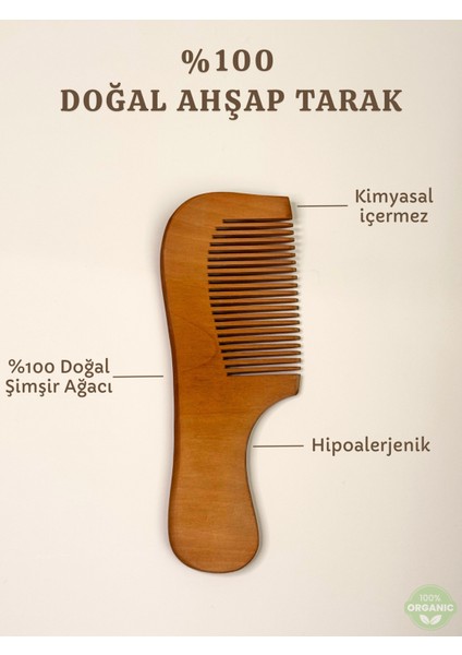 %100 Doğal Keçi Kılı Bebek Fırçası & Ahşap Tarak & Anı Kartı & Kese Hediyeli 4'lü Set