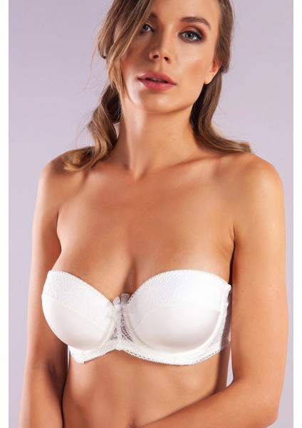 Golshan Gala Balconette Foam Cup Bra, Ekru Konforlu ve Şık Sütyen, Strapless modelleri