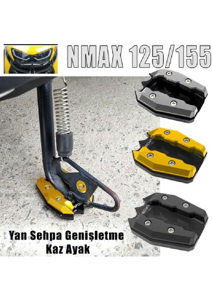 Nmax 125/155 Yan Sehpa Ayaklık Genişletici Kaz Ayak Siyah Renk