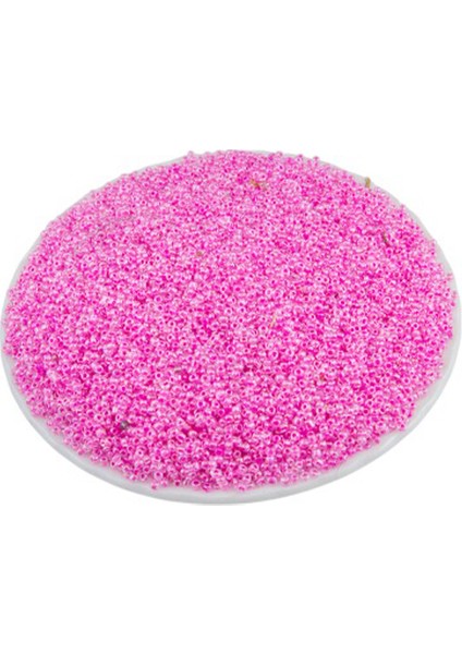Içten Boyalı Açık Fuşya (11/0) 2 mm Kum Boncuğu 100 gr