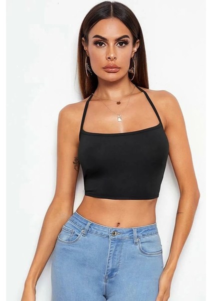 Kadın Siyah Belden Bağlamalı Şık Büstiyer fiyatları