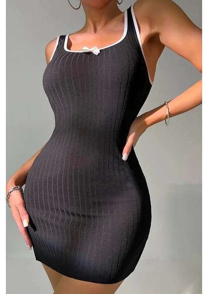 Kadın Siyah Fiyonklu Kaşkorse Gecelik ve Tanga Takım fiyatları