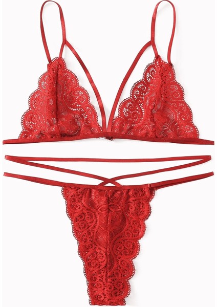 Kadın Kırmızı Dantel Sütyen Külot Takımı indirimleri