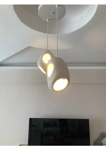 Retro Beton 2 Li Sarkıt Avize Delikli Model