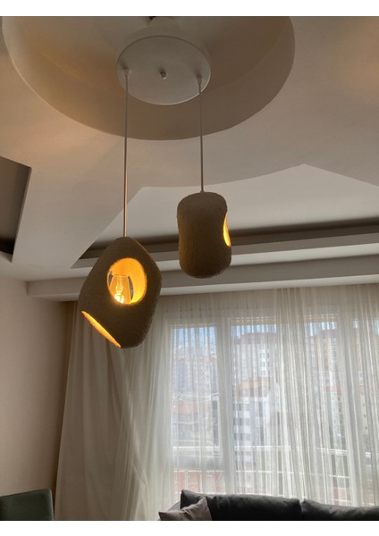 Retro Beton 2 Li Sarkıt Avize Delikli Model
