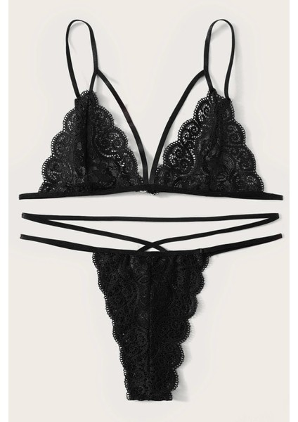 Kadın Siyah Dantel Sütyen Külot Takımı indirimleri