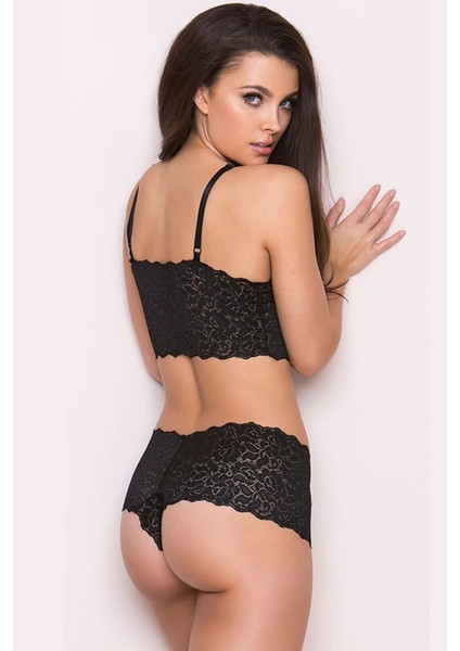 Kadın Siyah Şortlu Dantelli Bralet Takımı fırsatları