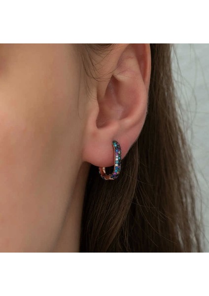 Gümüş Çift Taraflı Mix Taşlı J Bayan Küpe modelleri