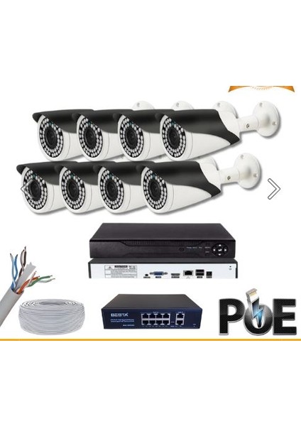 5 Mp 1440P 8 Kameralı Ip Poe Güvenlik Seti