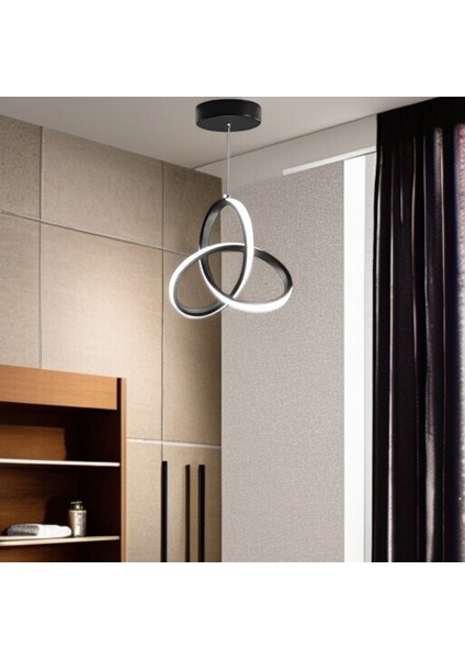 Tunus Siyah Kasa Beyaz Led Işıklı Modern LED Avize modelleri