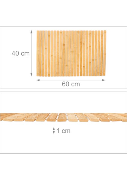Kaymaz Tabanlı Uzun Ömürlü Bambu Banyo Paspası Halısı - 40 x 61 cm