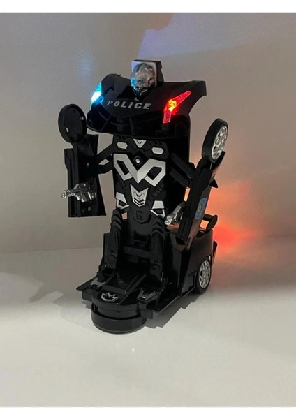 Polis Transformers Arabası Işıklı Sesli Kendinden Robota Dönüşebilen Çarp Dön Araba 25 cm