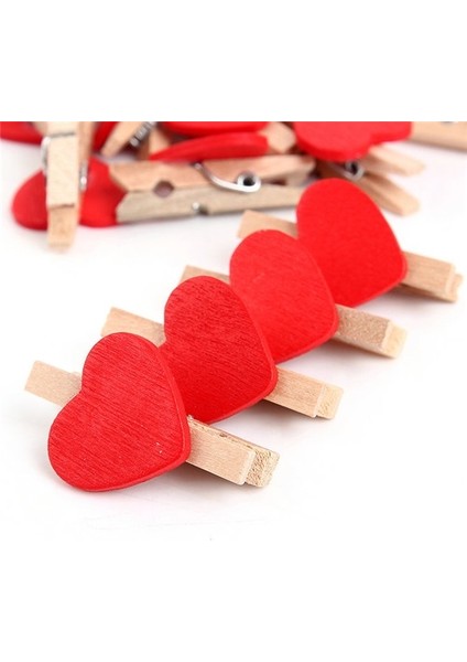 10'lu Kalp Şekilli Ahşap Mandallar 3.5cm (10'lu Set-10 Paket).glpzr