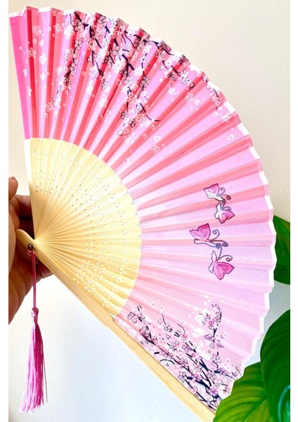 Yelpaze Pembe Beyaz Bambu Kumaş fırsatları