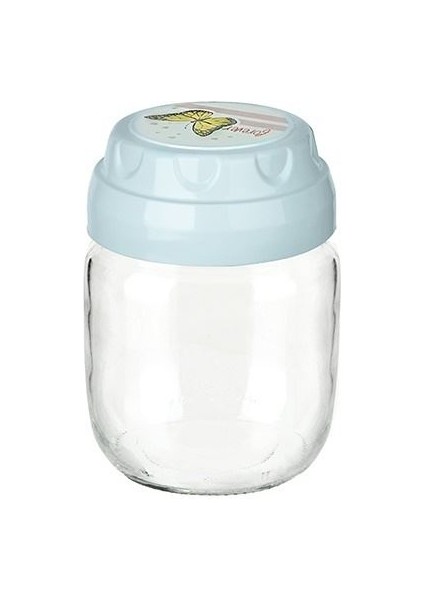Vintage Dekoratif Desenli Cam Kavanoz 425ML - 14,3 Oz.glpzr