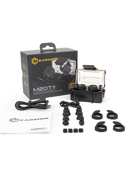 Earmor Earbuds M20T Pro Kablosuz Bluetooth Atış Kulaklığı Kulak Koruma Siyah