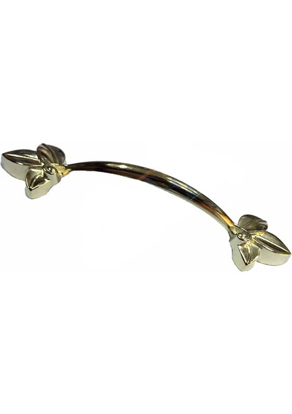 Dekoratif Zamak Yaprak Kulp - 96MM, Sarı, 1 Adet.glpzr