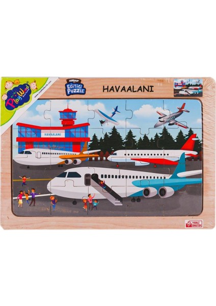 ONY-233-234-235-236 Ahşap Eğitici Puzzle Havaalanı -Onyıl Oyuncak.glpzr