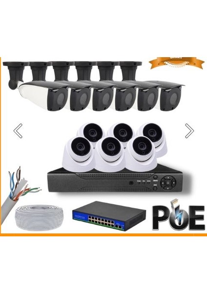 5 Mp 6 Iç Mekan 6 Dış Mekan Kameralı Ip Poe Güvenlik Seti