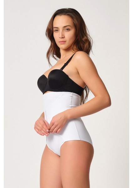 Beyaz Double Karın Agraf Destekli Slip Lazer Korse