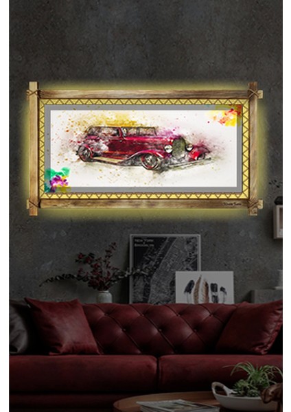 - Antika LED Işıklı Rustik Kanvas Tablo B