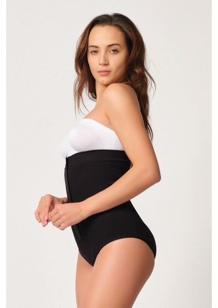 Siyah Önden Agraflı Slip Korse