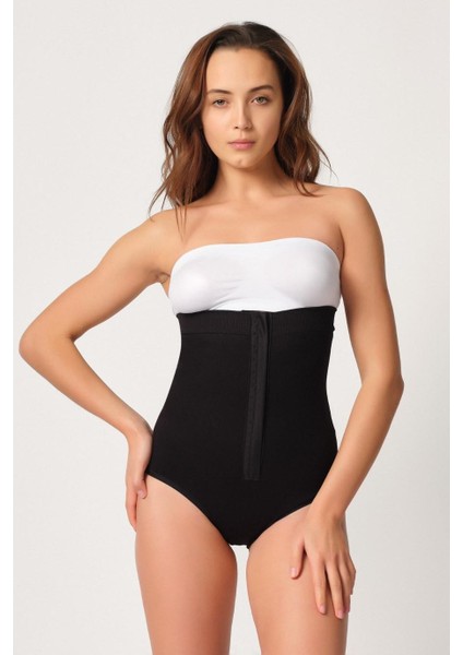 Siyah Önden Agraflı Slip Korse