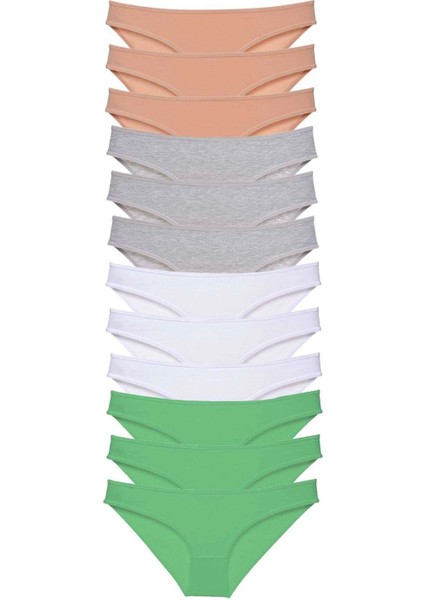 12 Adet Süper Eko Set Likralı Kadın Slip Külot Ten Gri Beyaz Yeşil fiyatları