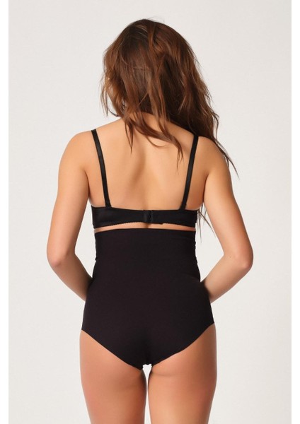 Siyah Lazer Yüksek Bel Kesim Slip Korse