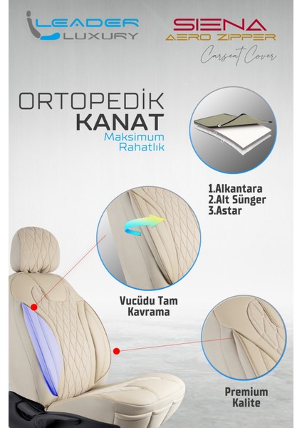 Peugeot 4007 Uyumlu Lüx Yarı Deri Oto Koltuk Kılıfı Ön Arka Takım Cyrstal Bej modelleri