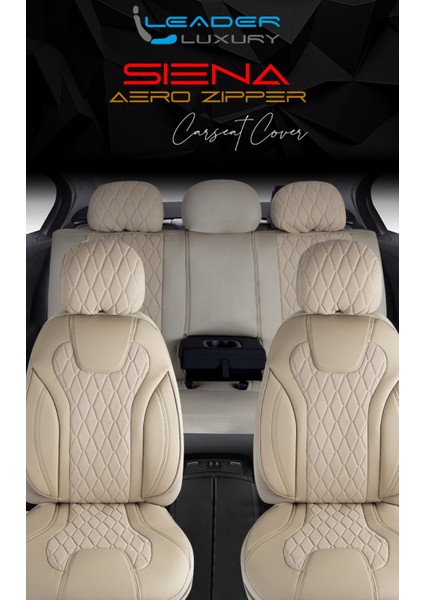 Kia Sorento Yeni Uyumlu Lüx Yarı Deri Oto Koltuk Kılıfı Ön Arka Takım Cyrstal Bej