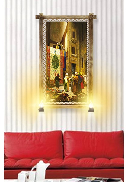 - Rustik Işıklı Acem Halı Pazarı Kanvas Rustik Tablo K modelleri