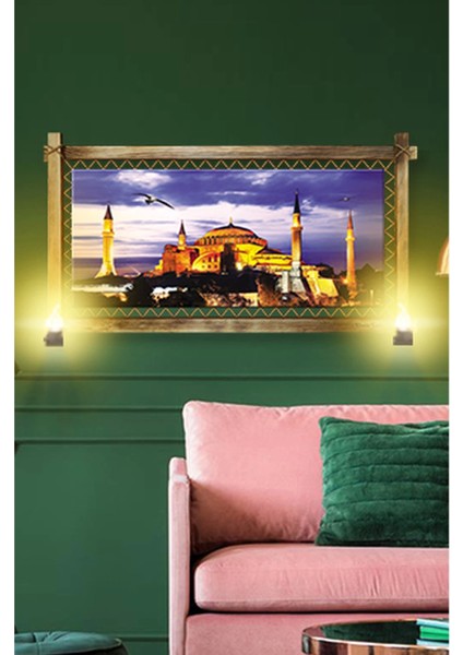 - Rustik Işıklı Camii Kanvas Rustik Tablo B modelleri