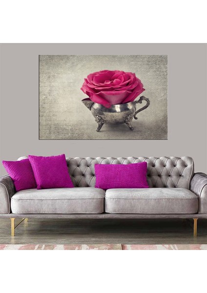 - Dekoratif Baskı Vazoda Tek Çiçek Kanvas Tablo