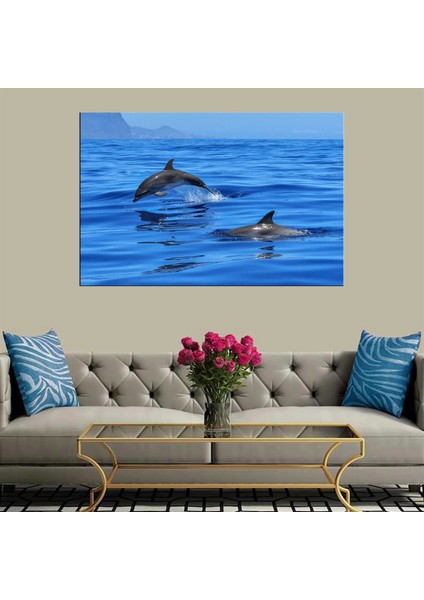 - Dekoratif Baskı Yunuslar Kanvas Tablo