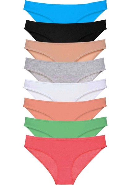 8 Adet Süper Eko Set Likralı Kadın Slip Külot Set 7