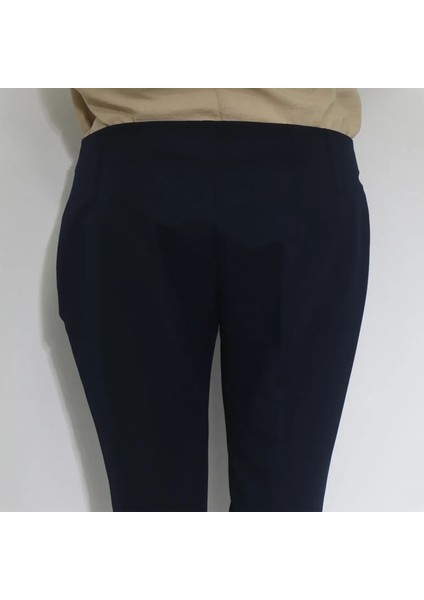 Fistan Store Kadın Siyah Düz Yüksek Bel Normal Kesim Boru Paça Astarlı Yazlık Battal Kumaş Pantolon