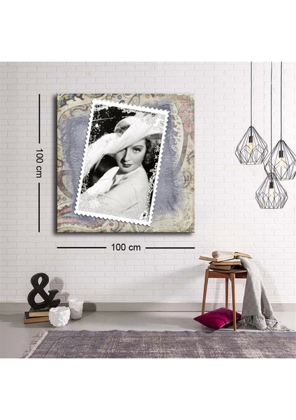 - Dekoratif Baskı Illüstrasyon Postage Stamp 2 Kare Kanvas Tablo