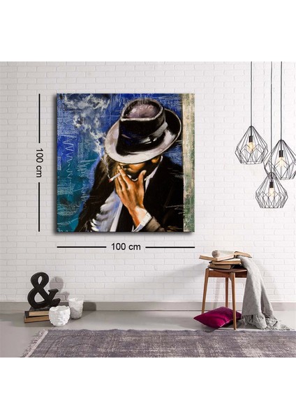 - Dekoratif Baskı Illüstrasyon Man With A Hat Kanvas Tablo