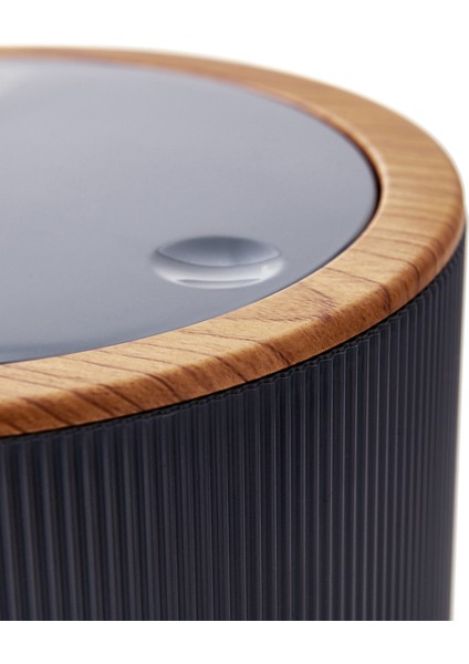 Ahşap Desenli Çizgili Yuvarlak 2'li Banyo Aksesuar Seti - Antrasit fiyatları