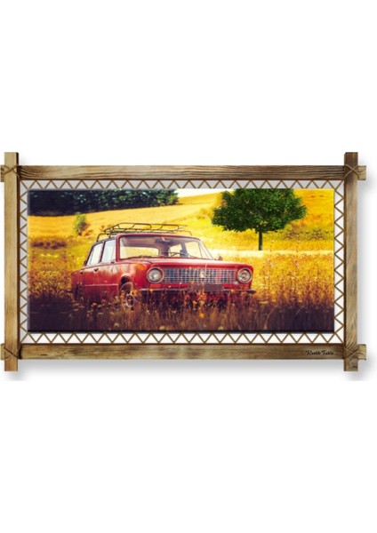 - Kırmızı Antika Araba LED Işıklı Rustik Kanvas Tablo K fiyatları