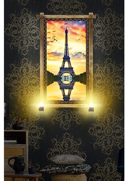 - Rustik Işıklı Eyfel Kulesi Kanvas Rustik Tablo O fiyatları
