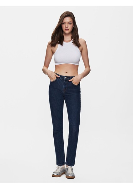 Kadın Rebecca Dar Paça Yüksek Bel Jean Pantolon