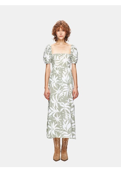 Kadın Çiçekli Midi Elbise