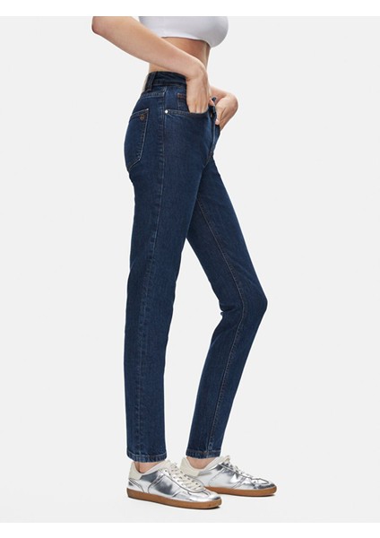 Kadın Rebecca Dar Paça Yüksek Bel Jean Pantolon fırsatları