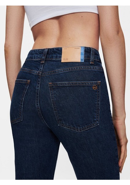 Kadın Rebecca Dar Paça Yüksek Bel Jean Pantolon indirimleri