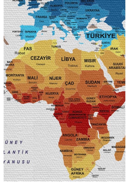 - Duvar Örtüsü Bayrak Detaylı Türkçe Güncel Dünya Haritası Kanvas Duvar HALISI-4047 modelleri